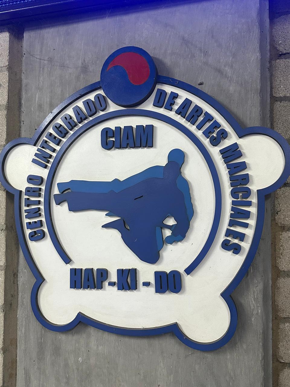 Escudo del CIAM tallado en madera